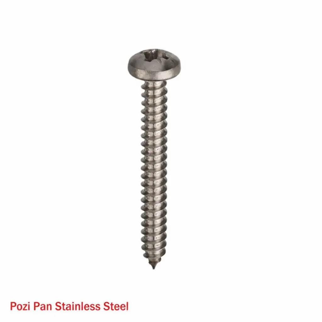 AI Generated Pozi Pan Stainless Steel label - red text bottom left (screw)