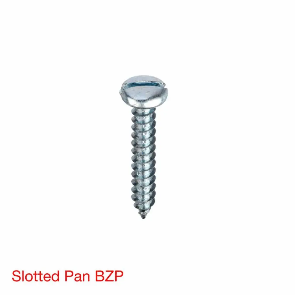 AI Generated Slotted Pan BZP label - red text bottom left (screw)