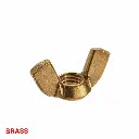 AI Generated Brass wing nut with BRASS red label (Arial, bottom-left)