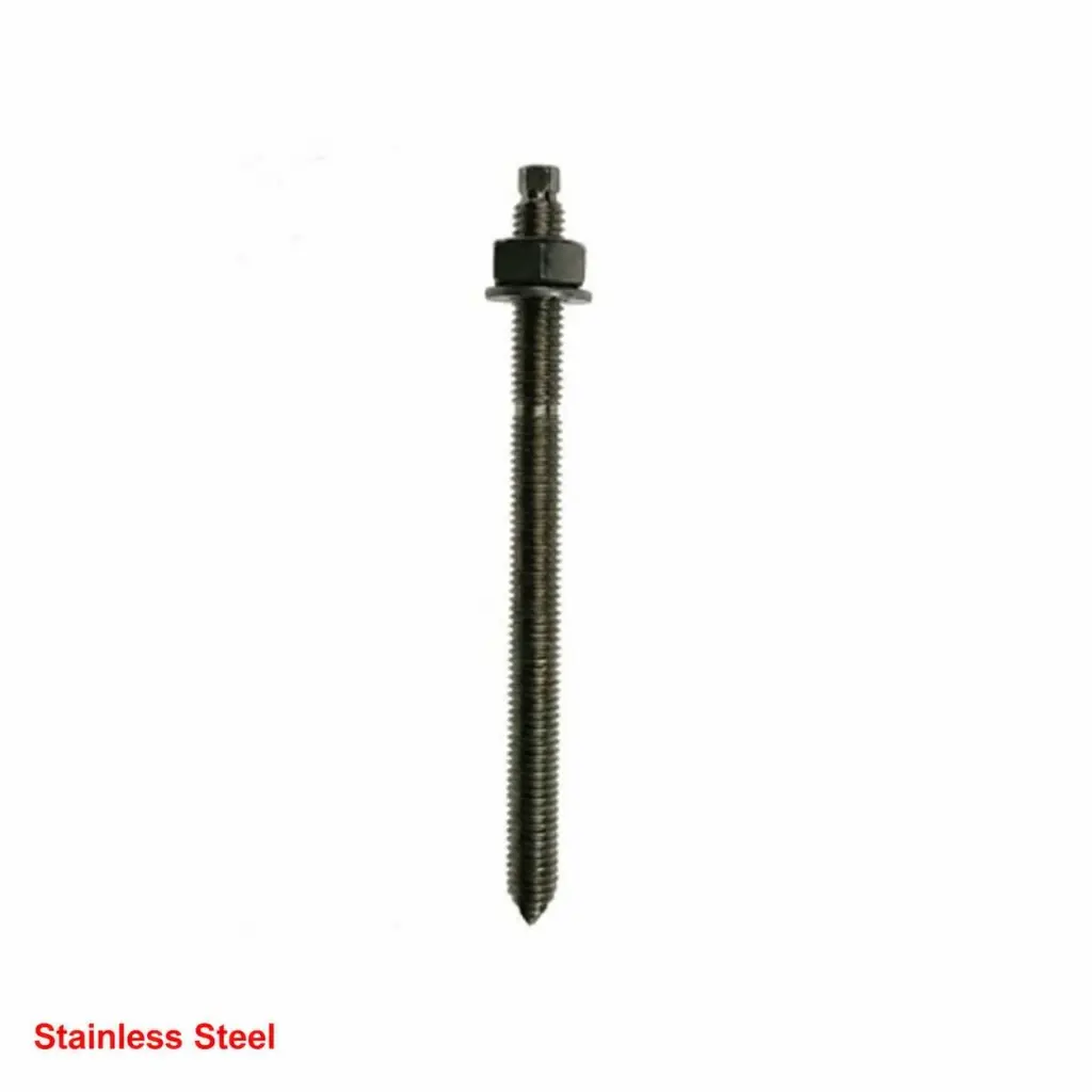 AI Generated Stainless Steel label - red text bottom left (stud)