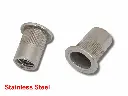 AI Generated Stainless Steel label - red text bottom left (rivet nuts)