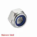 AI Generated Nyloc nut - Stainless Steel finish - red label bottom left