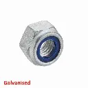 AI Generated Nyloc nut - Galvanised finish - red label bottom left