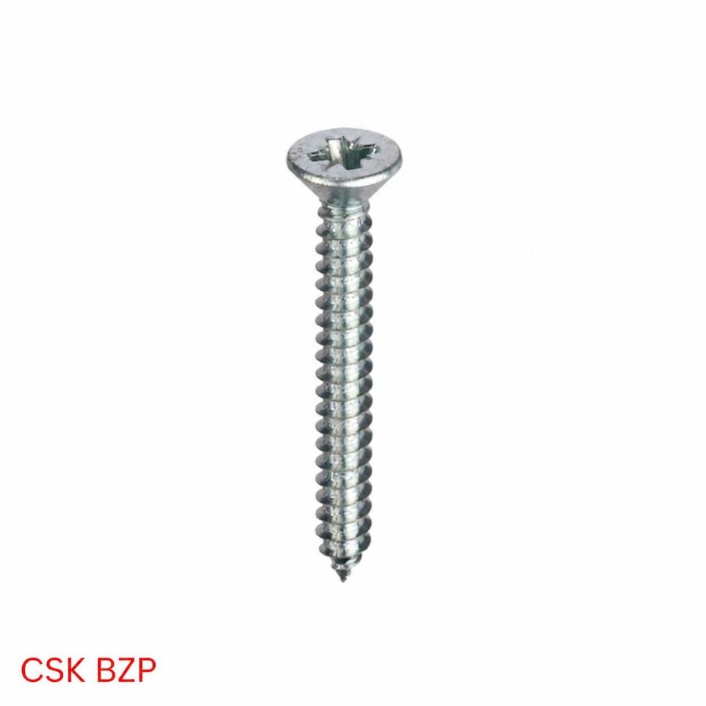 [STS29-4GX65A2BZPPZCSK7982CF] Self Tapping Screws (2.9 (4g), Length 6.5mm (1/4"), Stainless Steel, BZP, A2, Recessed/Pozi CSK AB (Sharp Point) DIN 7982 C-F)